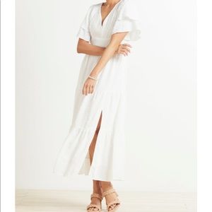 Anthropologie Line and dot white dresss - Swiss dot fabric